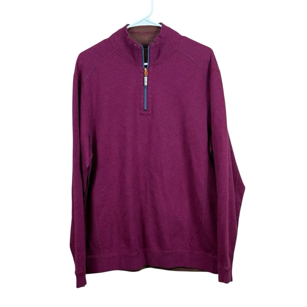 TOMMY BAHAMA Flip Side Twill Half Zip Reversible Pullover‎ Sz M  NEW
